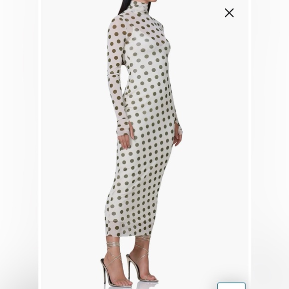 AFRM White and Black Polka Dot Long Sleeve Dress - Picture 3 of 3